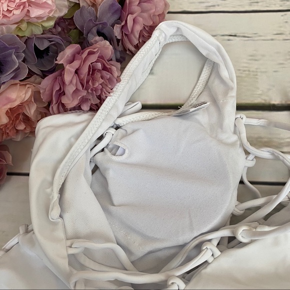 Plunging White Halter Corset Bandage Swimsuit - Picture 14 of 16